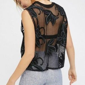 FREE PEOPLE MESH FLORAL TANK TOP